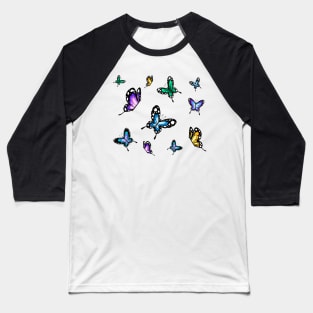 Flying Butterfly Pattern Baseball T-Shirt